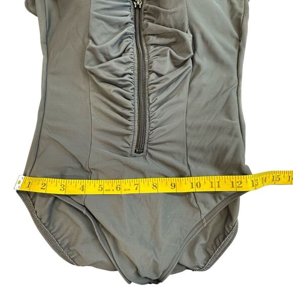 MIRACLESUIT Suit Yourself Gray Soft Cup Zip Up One Piece Swimsuit Size 6 - Picture 11 of 14
